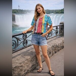 ANTHROPOLOGIE NWT Daniel Rainn Beaded Floral Blouse Size S.